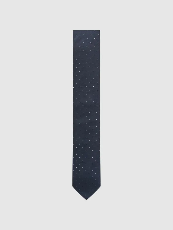 REISS Ties and Pocket Squares Men Polka Dot Tie Navy