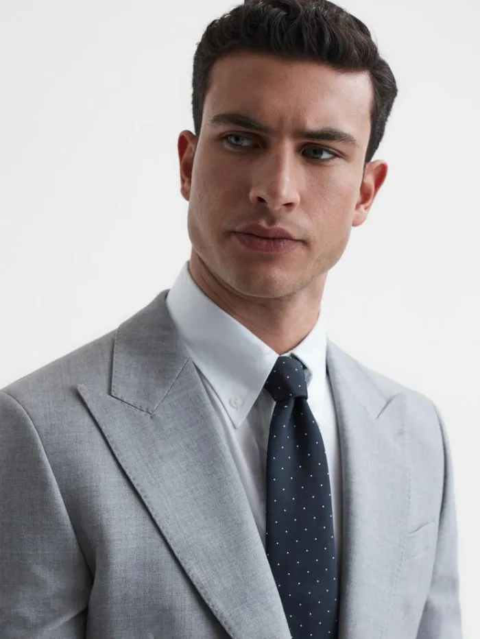 REISS Ties and Pocket Squares Men Polka Dot Tie Navy