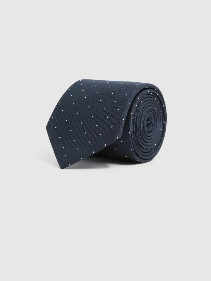 REISS Ties and Pocket Squares Men Polka Dot Tie Navy