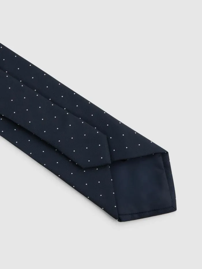 REISS Ties and Pocket Squares Men Polka Dot Tie Navy