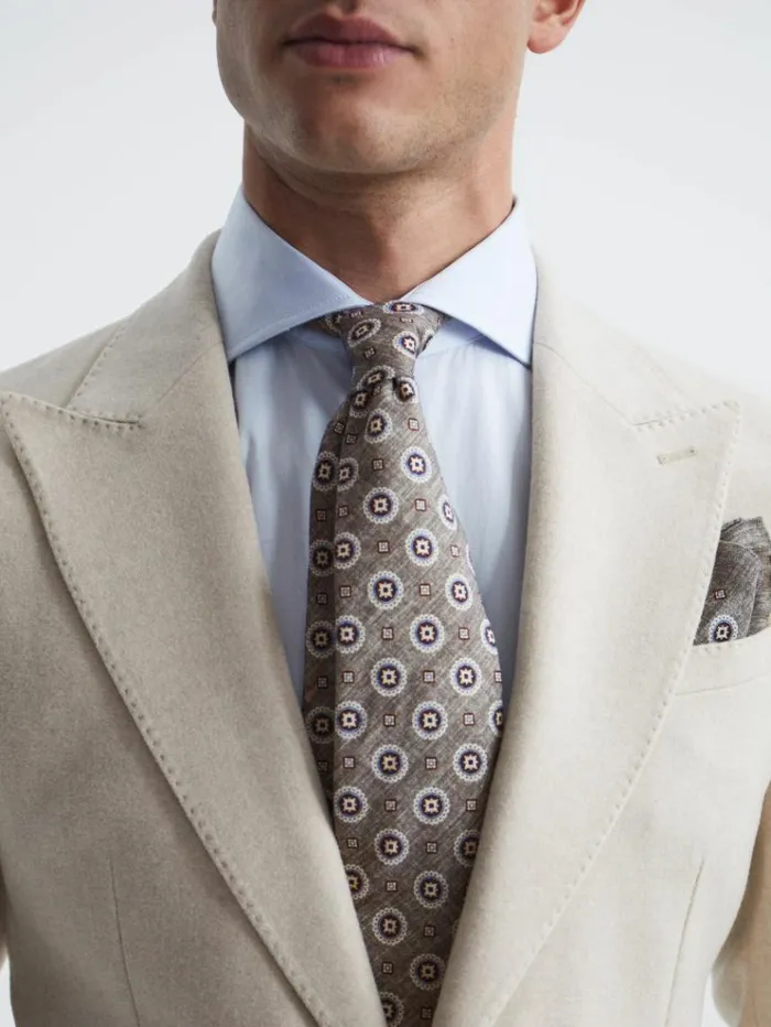 REISS Ties and Pocket Squares Men Printed Tie Grey