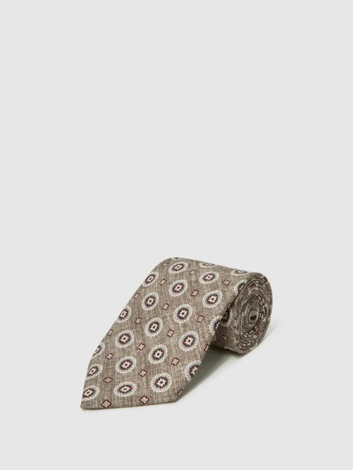 REISS Ties and Pocket Squares Men Printed Tie Grey