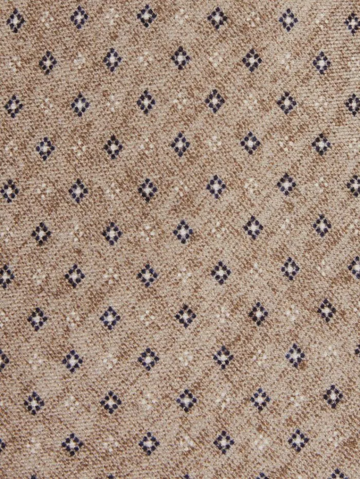 REISS Ties and Pocket Squares Men Silk Geometric Print Tie Oatmeal