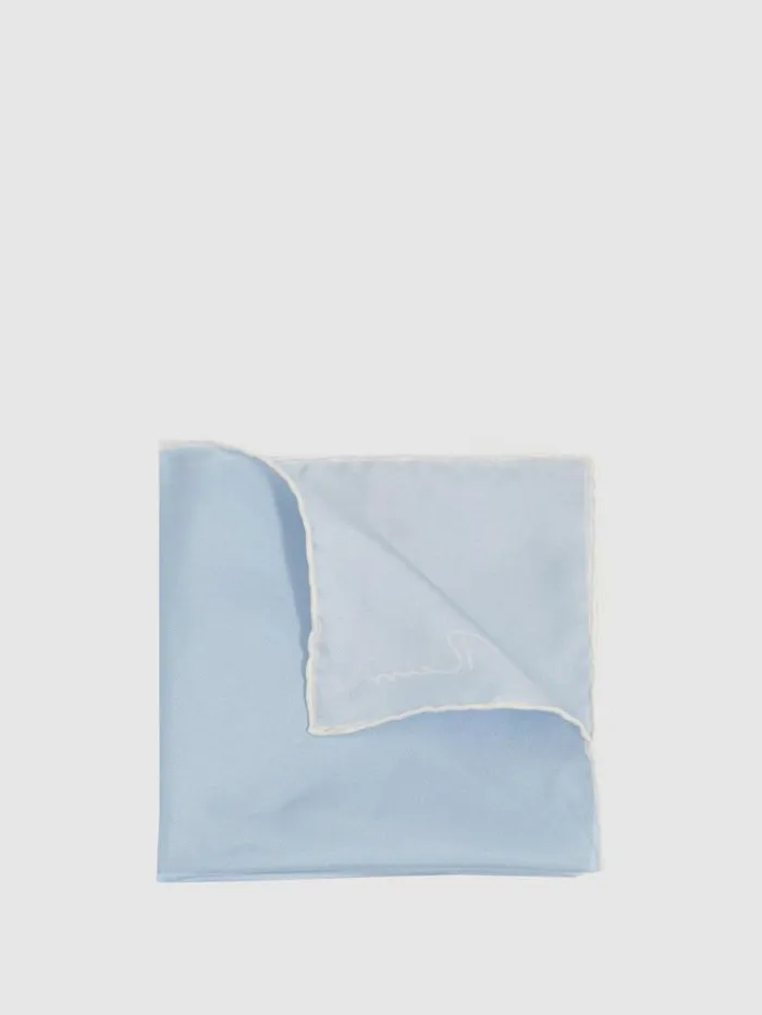 REISS Ties and Pocket Squares Men Silk Pocket Square Light Blue