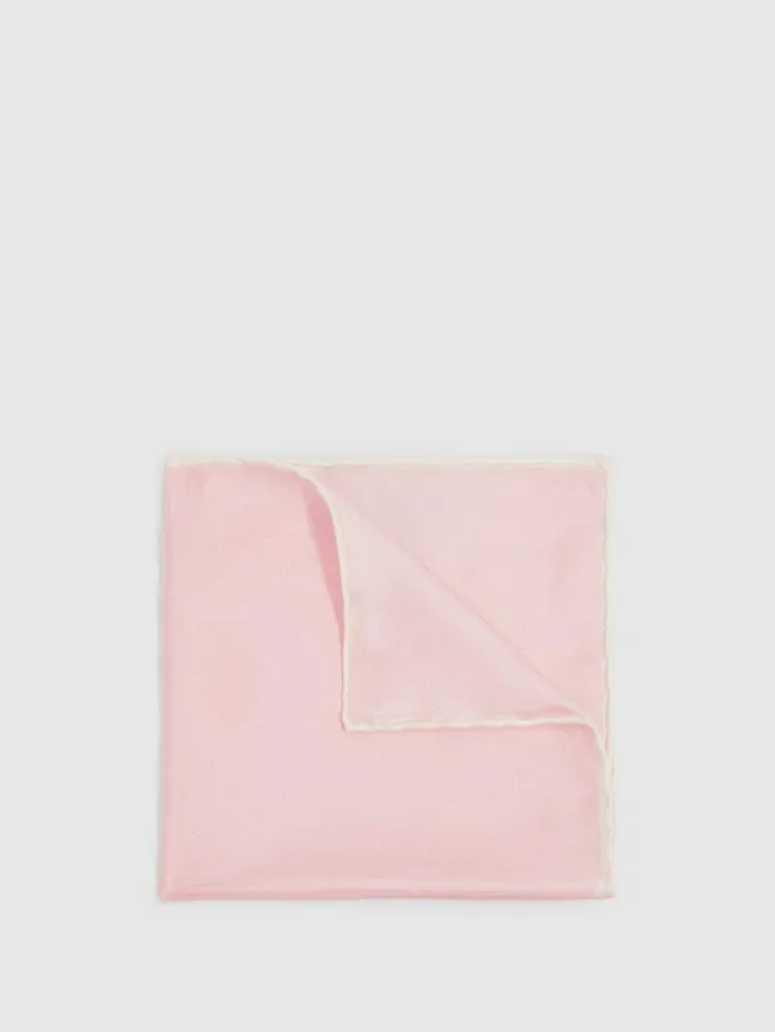 REISS Ties and Pocket Squares Men Silk Polka Dot Pocket Square Light Pink