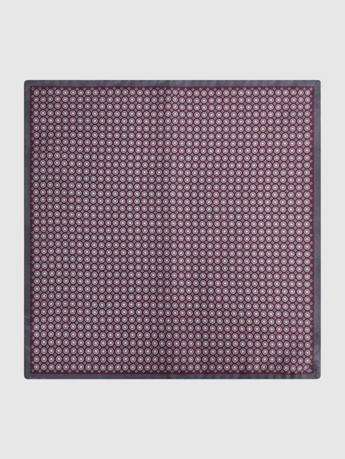 REISS Ties and Pocket Squares Men Silk Printed Pocket Square Bordeauxcharcoal