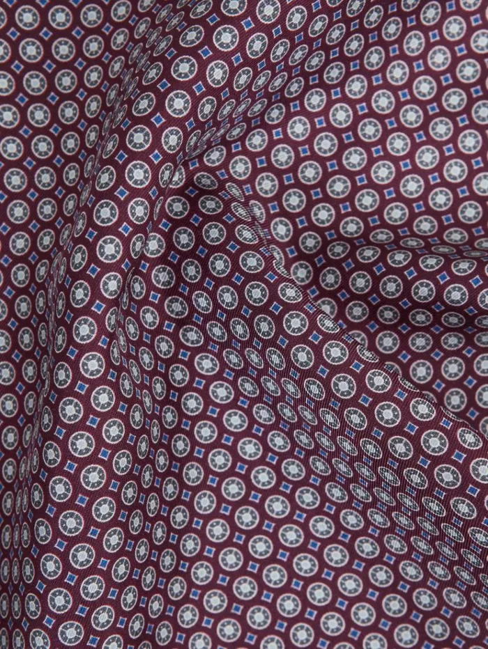 REISS Ties and Pocket Squares Men Silk Printed Pocket Square Bordeauxcharcoal