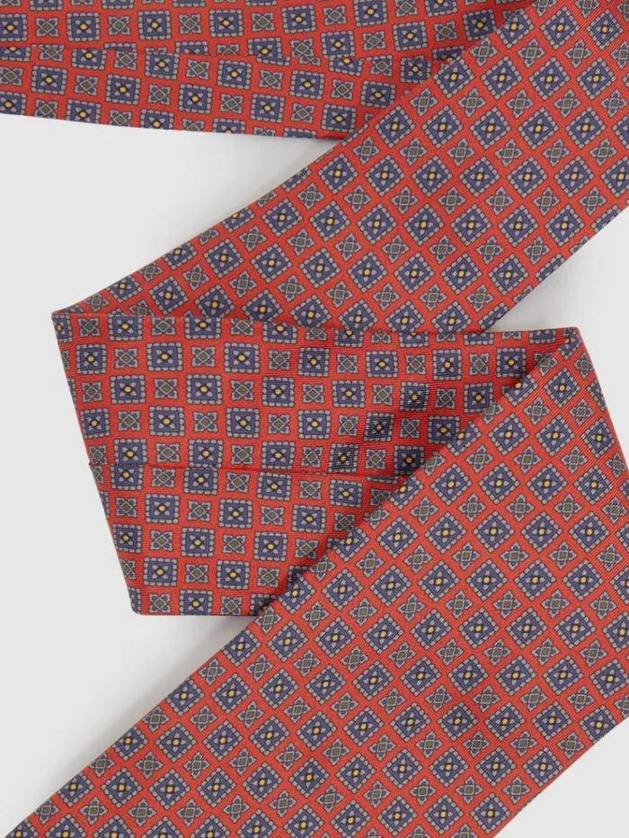 REISS Ties and Pocket Squares Men Silk Square Floral Tie Bright Orange
