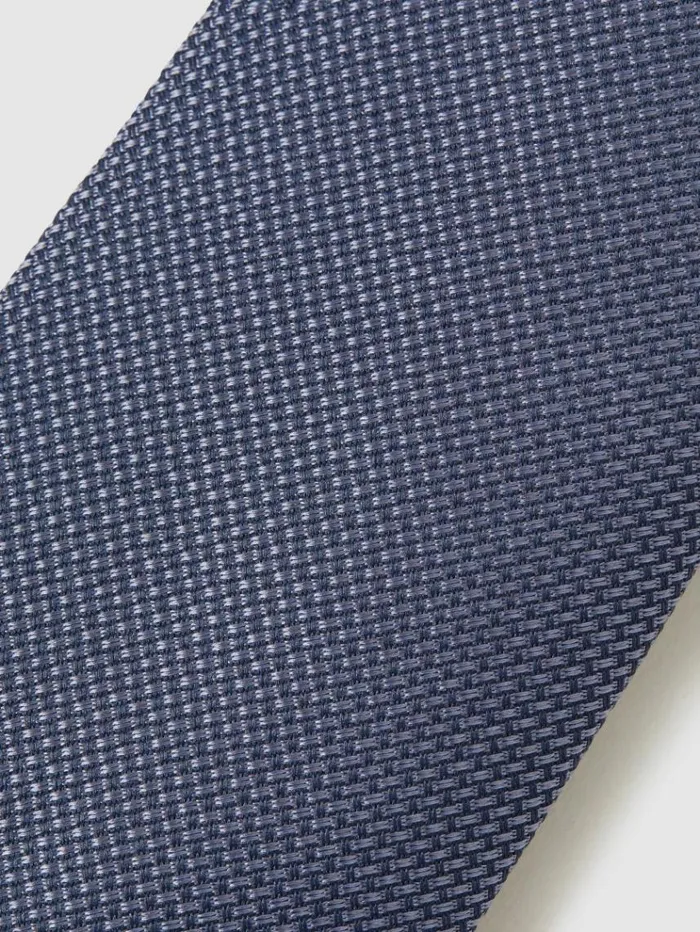 REISS Ties and Pocket Squares Men Textured Silk Blend Tie Airforce Blue