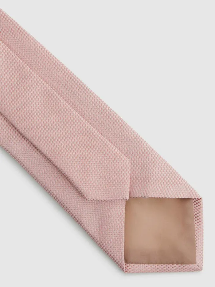 REISS Ties and Pocket Squares Men Textured SilkBlend Tie Soft Pink