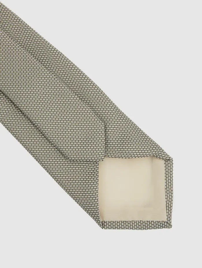 REISS Ties and Pocket Squares Men Textured Tie With Silk Light Sage