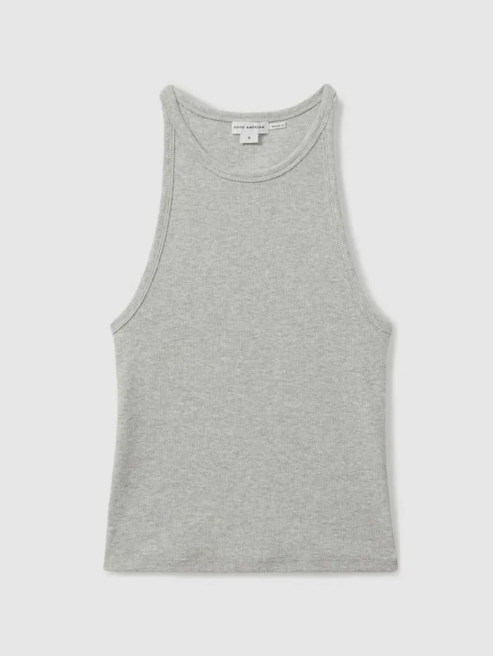 REISS Tops Women Good American Cotton Ribbed Vest Grey