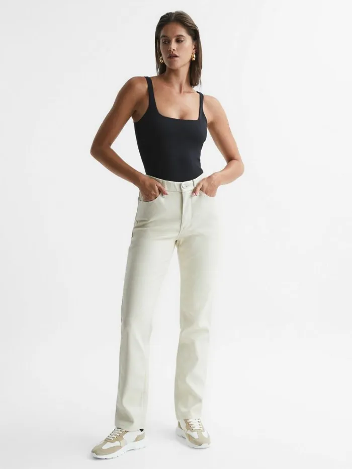 REISS Tops Women Good American Square Neck Bodies Black