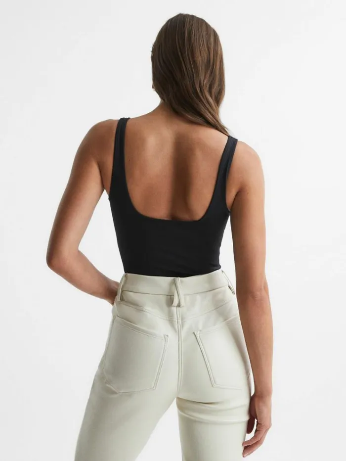REISS Tops Women Good American Square Neck Bodies Black