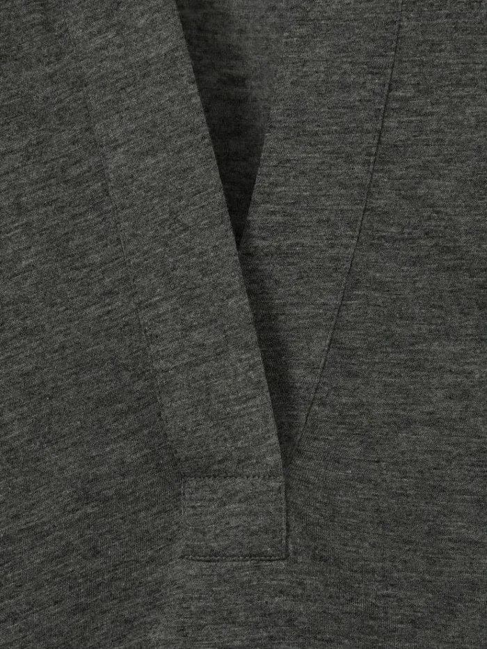 REISS Tops Women Lyocell Wool Open Collar Top Charcoal