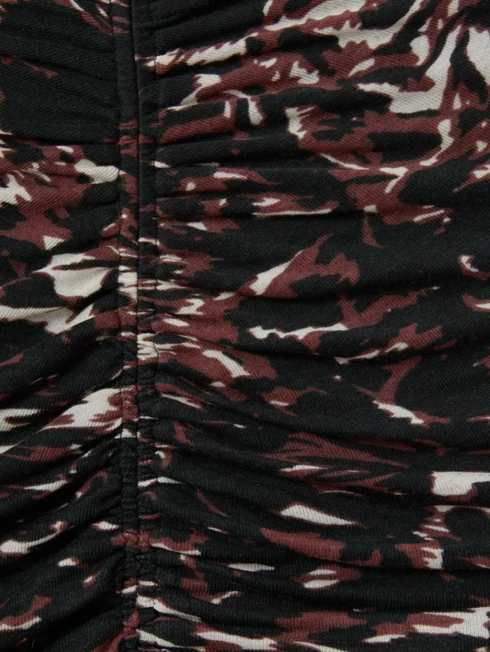 REISS Tops Women Printed Ruched Top Blackbrown