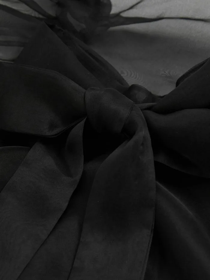 REISS Tops Women SilkOrganza Pussybow Bodysuit Black