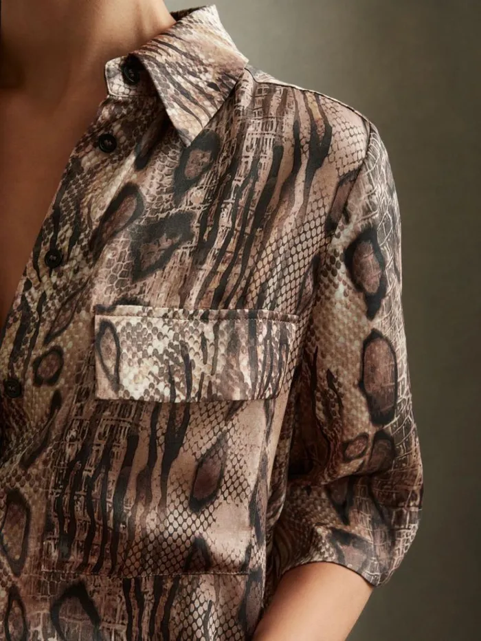 REISS Tops Women Snake Print Shirt Neutral
