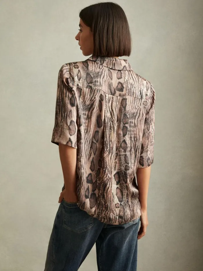 REISS Tops Women Snake Print Shirt Neutral