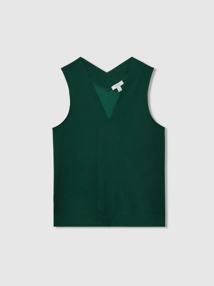 REISS Tops Women VNeck Shell Top Green