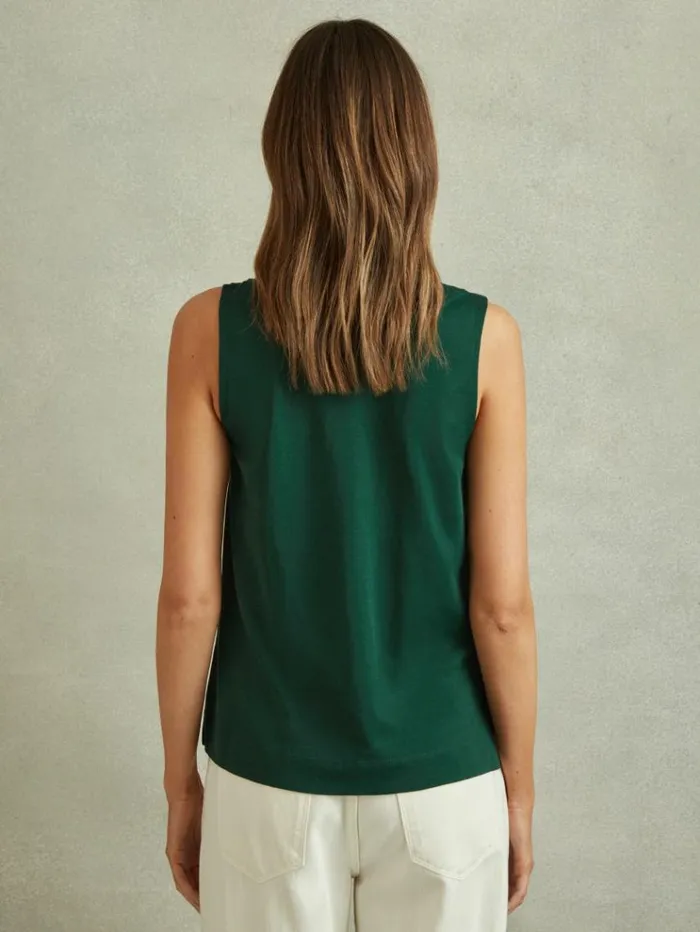 REISS Tops Women VNeck Shell Top Green