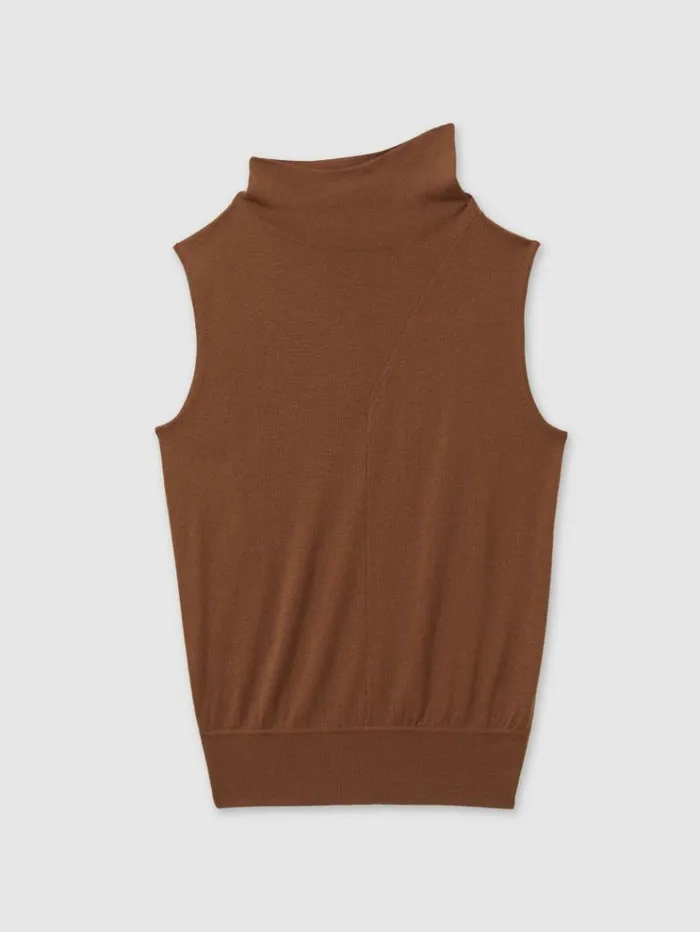 REISS Tops Women Wool Slouched Sleeveless Top Toffee