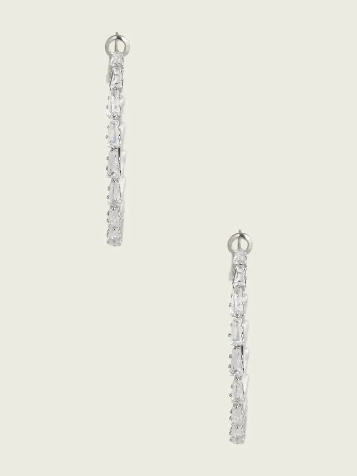 Rhodium Plated Large Crystal Hoop Earring SilverGold Women Jewelry GUESS