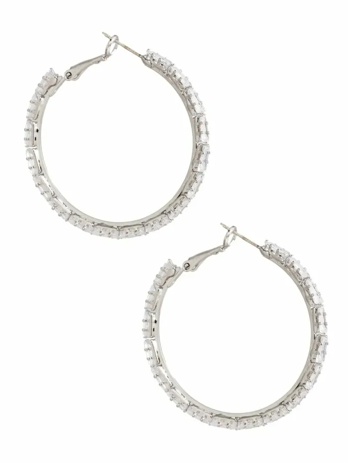 Rhodium Plated Large Crystal Hoop Earring SilverGold Women Jewelry GUESS Rhodium Plated Large Crystal Hoop Earring SilverGold Women Jewelry GUESS