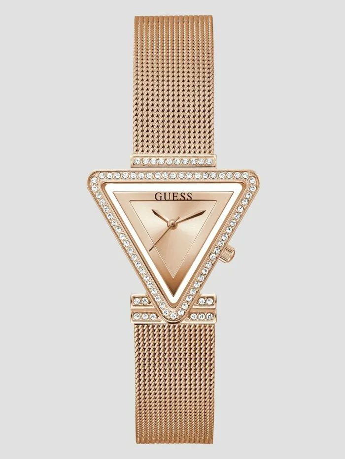 Rose GoldTone Triangle Mesh Analog Watch Silver Watches GUESS Women