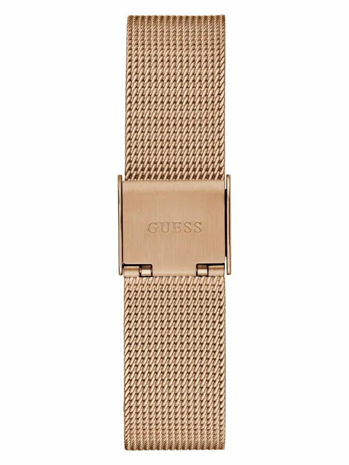Rose GoldTone Triangle Mesh Analog Watch Silver Watches GUESS Women
