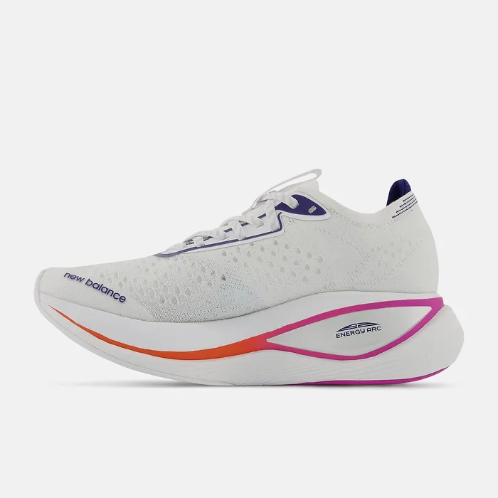 Running New Balance Women FuelCell SuperComp Trainer White with Victory Blue and Magenta Pop