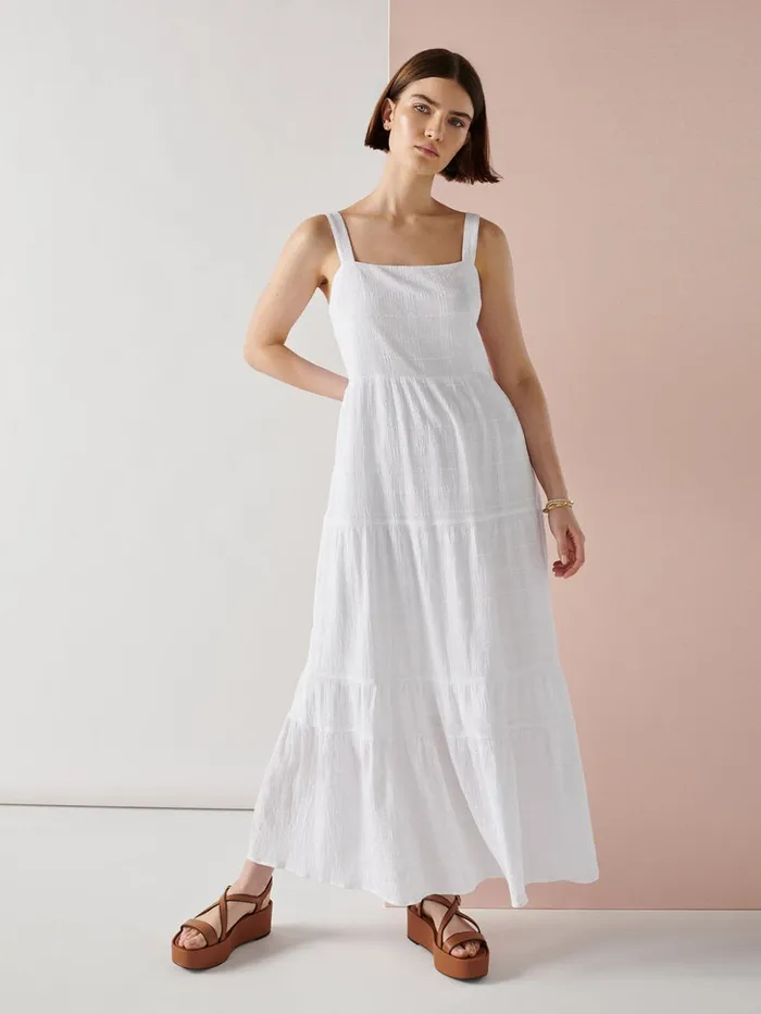 Sanctuary Clothing Dresses and Jumpsuits Women Watching Sunset Tiered Midi Dress White