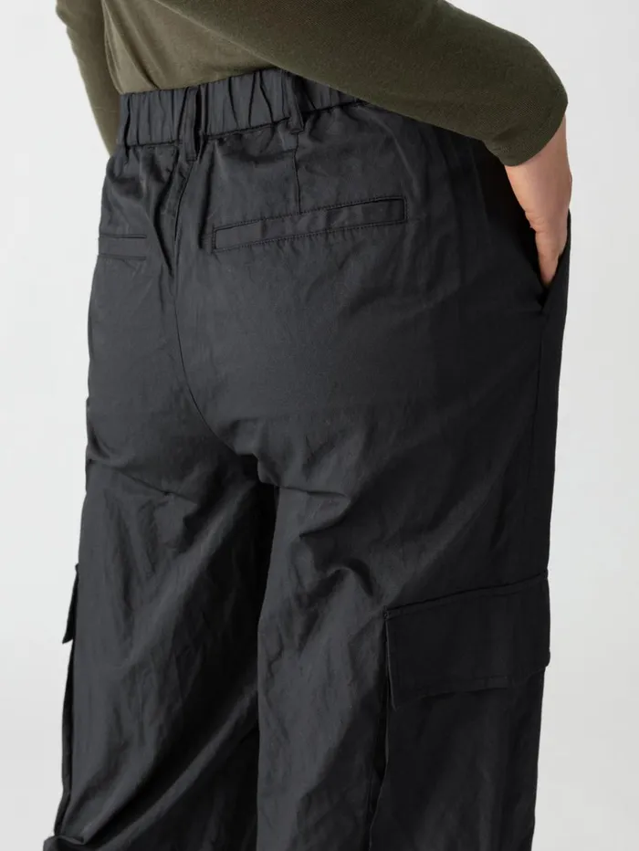 Sanctuary Clothing Pants Women Cinched Nylon SemiHigh Rise Cargo Pant Black