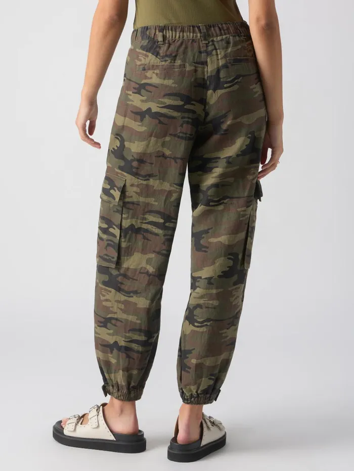 Sanctuary Clothing Pants Women Pleated Linen Cargo SemiHigh Rise Pant Little Hero Camo