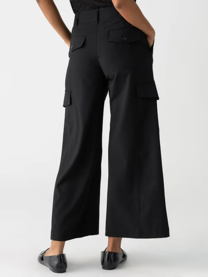 Sanctuary Clothing Pants Women Rebel Wide Leg Standard Rise Crop Pant Black