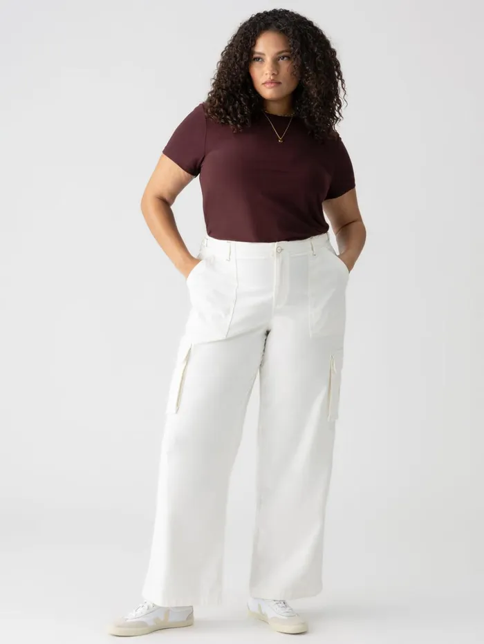Sanctuary Clothing Pants Women Reissue Cargo Standard Rise Pant White Inclusive Collection