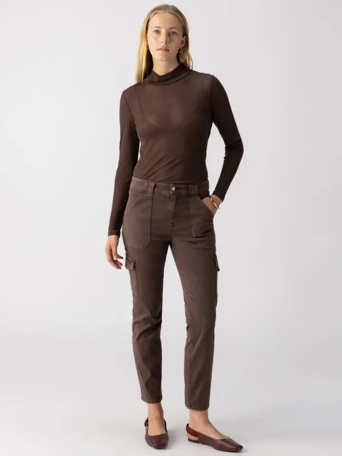 Sanctuary Clothing Pants Women Sculpted Hayden Cargo Standard Rise Pant Brown Sugar