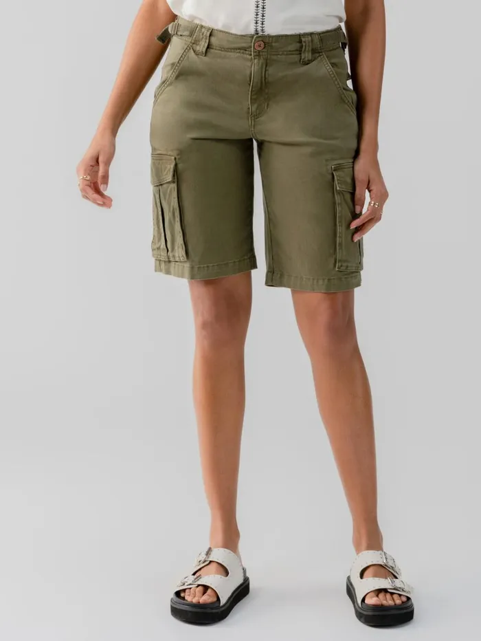Sanctuary Clothing Shorts Women Cargo Long Standard Rise Short Burnt Olive