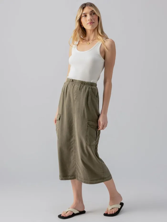 Sanctuary Clothing Skirts Women Parachute SemiHigh Rise Skirt Burnt Olive