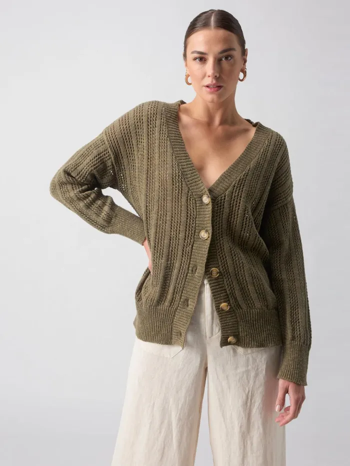 Sanctuary Clothing Sweaters and Cardis Women Happy Days Cardi Burnt Olive
