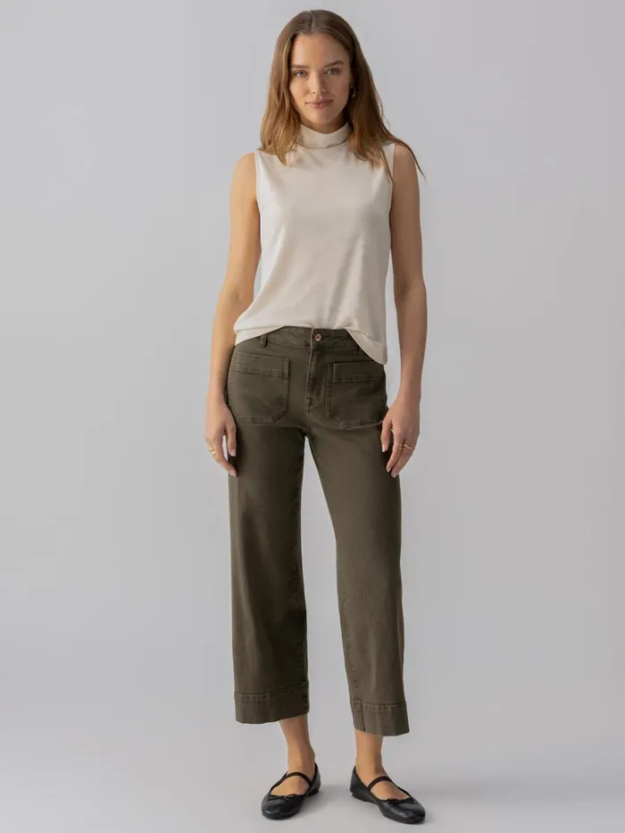 Sanctuary Clothing Sweaters and Cardis Women Shirred Neck Mesh Tank Birch