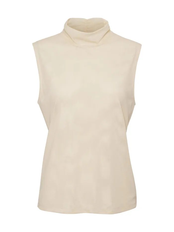 Sanctuary Clothing Sweaters and Cardis Women Shirred Neck Mesh Tank Birch