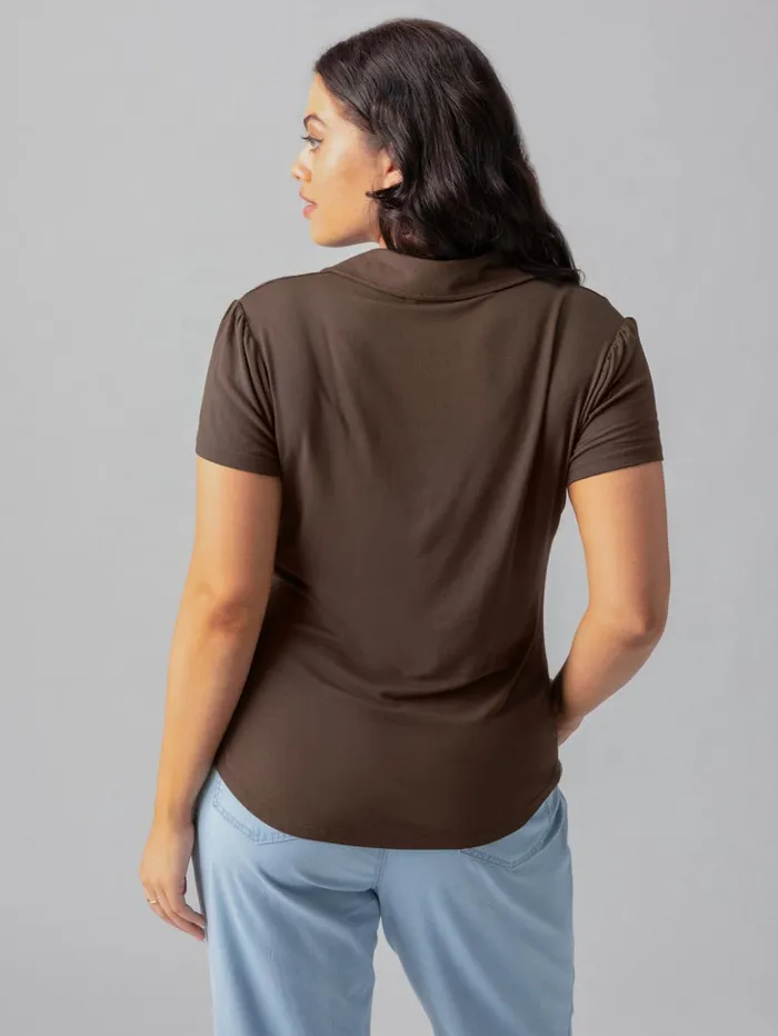 Sanctuary Clothing Tees and Tops Women Dream Button Up Blouse Mud Bath Inclusive Collection