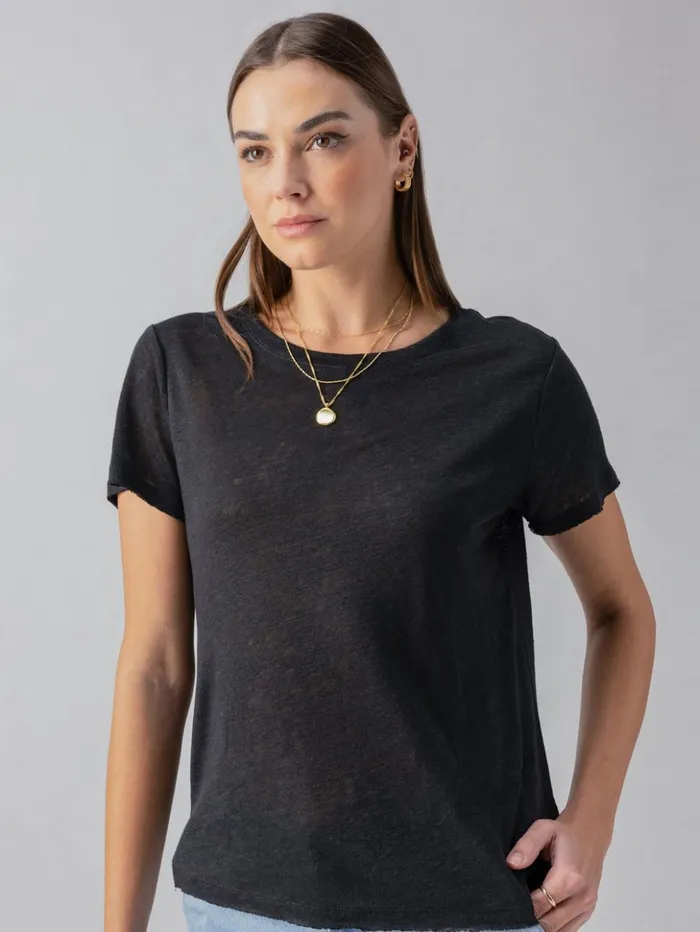 Sanctuary Clothing Tees and Tops Women Linen Perfect Tee Black