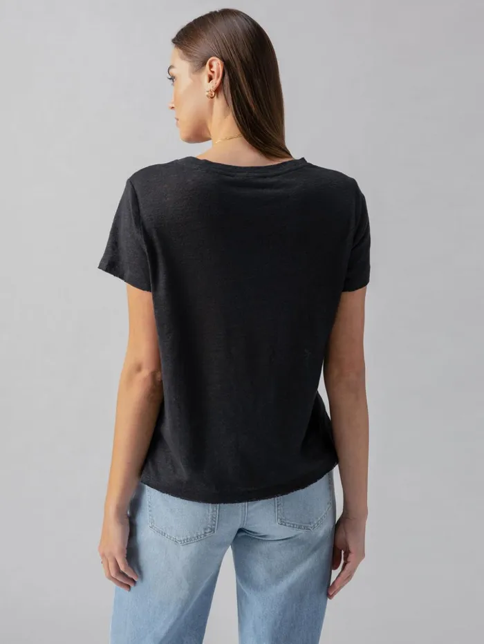 Sanctuary Clothing Tees and Tops Women Linen Perfect Tee Black Sanctuary Clothing Tees and Tops Women Linen Perfect Tee Black