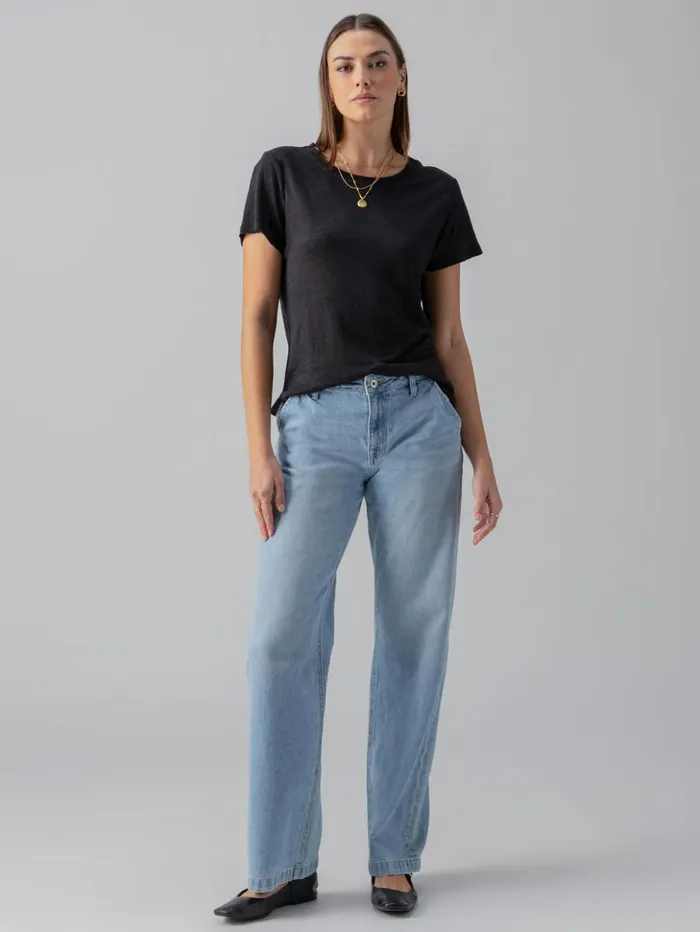 Sanctuary Clothing Tees and Tops Women Linen Perfect Tee Black Sanctuary Clothing Tees and Tops Women Linen Perfect Tee Black