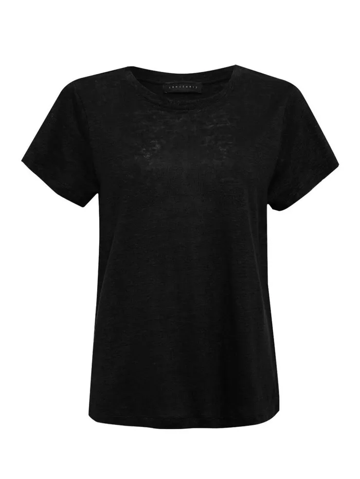 Sanctuary Clothing Tees and Tops Women Linen Perfect Tee Black Sanctuary Clothing Tees and Tops Women Linen Perfect Tee Black