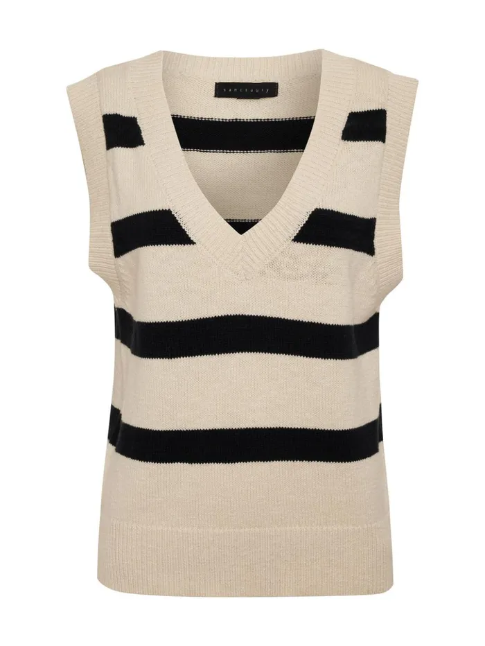 Sanctuary Clothing Tees and Tops Women Sweater Shell Tank Eco Natural Black Stripe Sanctuary Clothing Tees and Tops Women Sweater Shell Tank Eco Natural Black Stripe