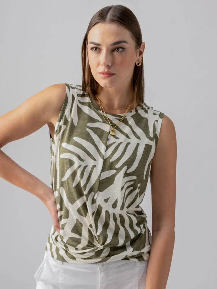Sanctuary Clothing Tees and Tops Women Twisted Tank Olive Night Palm