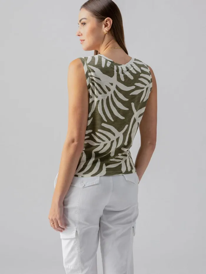 Sanctuary Clothing Tees and Tops Women Twisted Tank Olive Night Palm